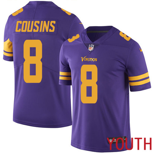 Minnesota Vikings #8 Limited Kirk Cousins Purple Nike NFL Youth Jersey Rush Vapor Untouchable->youth nfl jersey->Youth Jersey